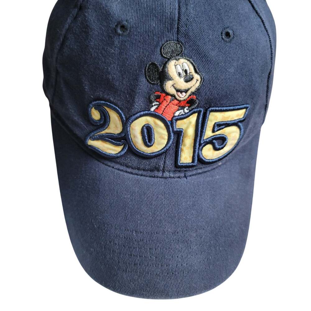Walt Disney World 2015 Mickey Mouse Strapback Hat Navy Blue Embroidered Cap